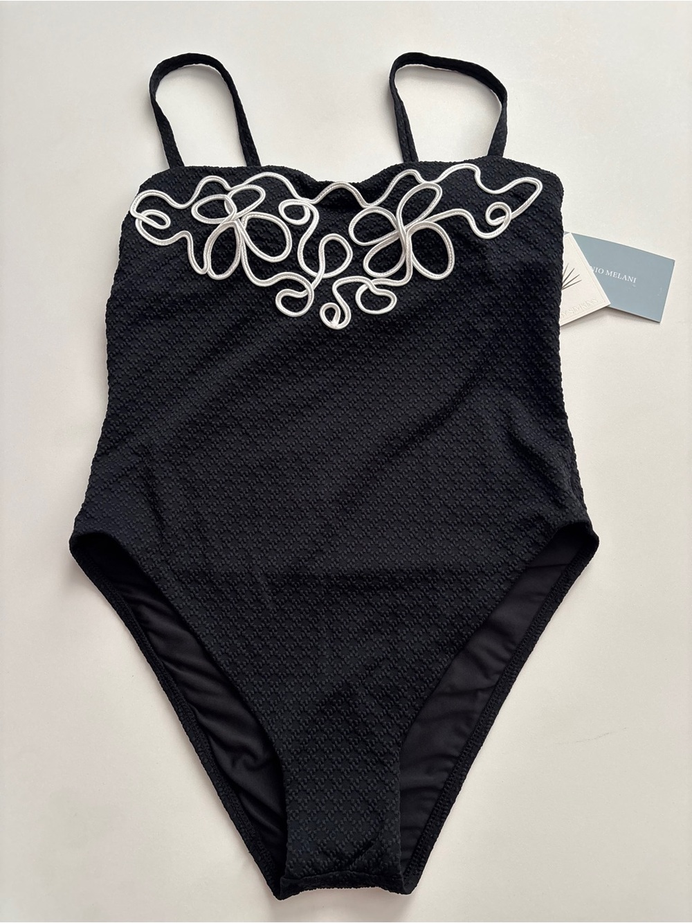 Antonio Melani x Style By Simkins One Pice Swim Suit Black Textured Stella Nwt